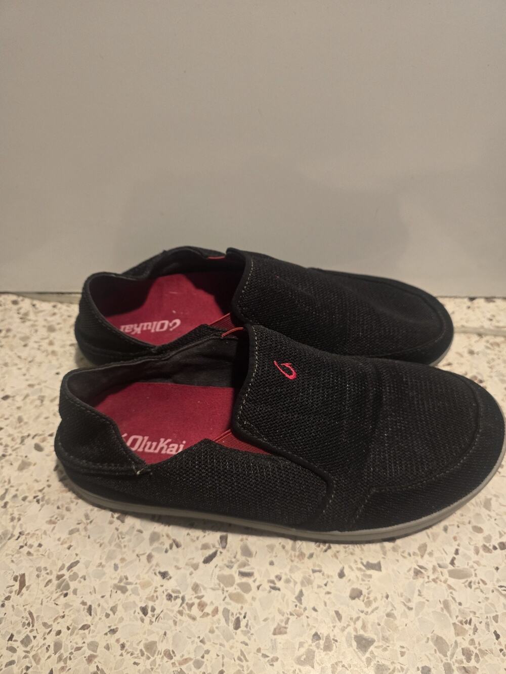 OluKai Nohea Mesh Black Slip-On Foldable Heel Comfort Loafer Shoes Men's US 9.5